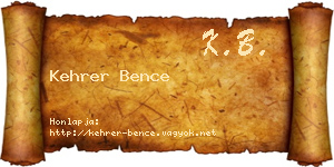 Kehrer Bence névjegykártya